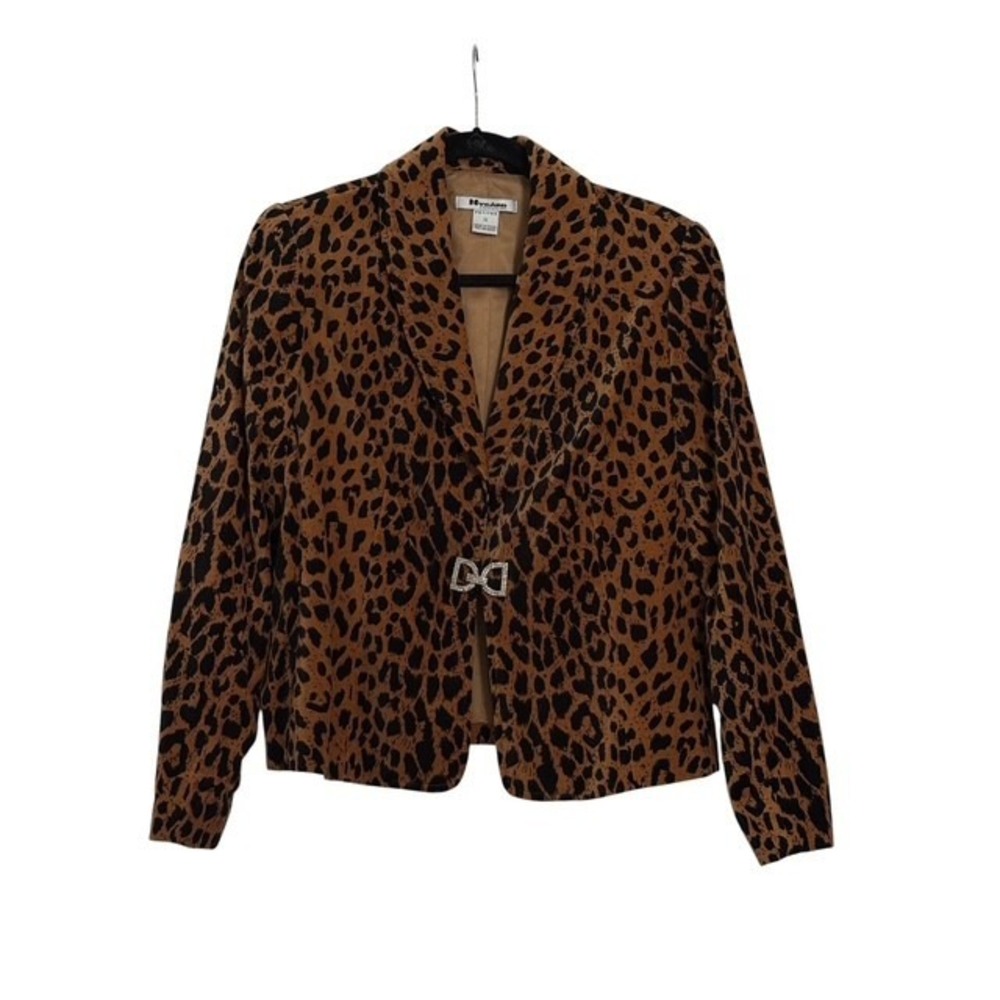 Vintage Nygard Collection Velvet Animal Leopard Print Blazer Jacket Size 12P